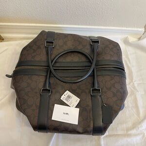 NWT Coach Voyager Signature Brown and Black Duffel Bag